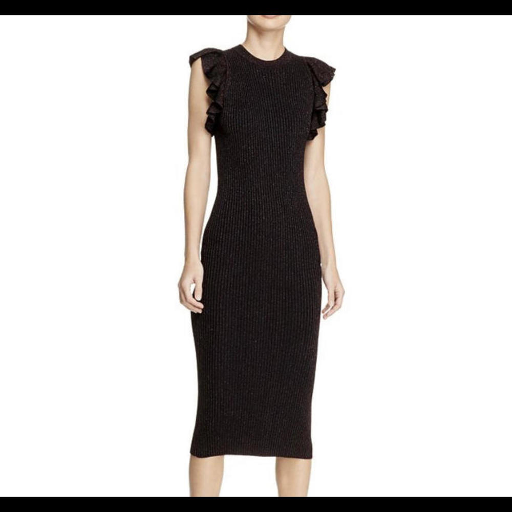 REBECCA MINKOFF purple sparkly sashi ribbed sweater dress